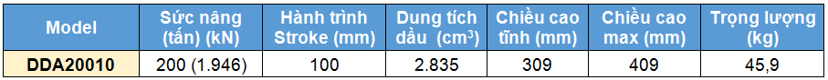 Kich 2 chieu bang nhom 200 tan 100 mm, kich 2 chieu