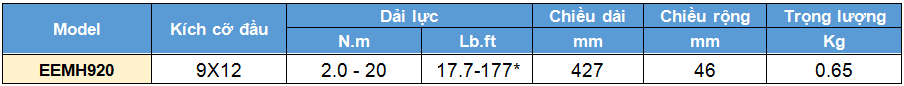 TS KY THUAT CO LE LUC DIEN TU EEMH920, co le luc dien tu 2-20 N.m, cờ lê lực điện tử, electronic torque wrench, http://thegioithuyluc.com.vn