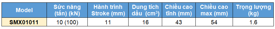 kich 1 chieu mong 10 tan 11 mm, kich thuy luc 1 chieu mong